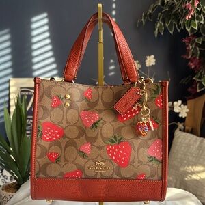 Coach Dempsey Tote 22 in Signature Canvas with Wild Strawberry Print